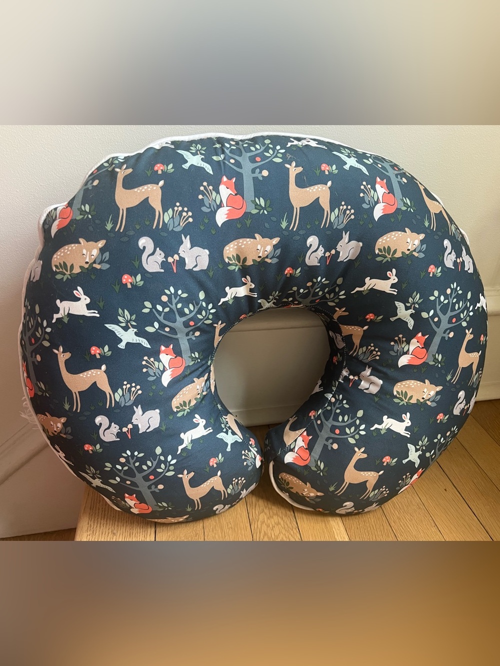 Boppy Navy Woodland Animal Nursing Pillow Cover with Fox & Deer Motif